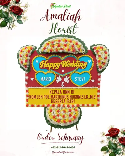 Karangan Papan Bunga Pernikahan di Kolo